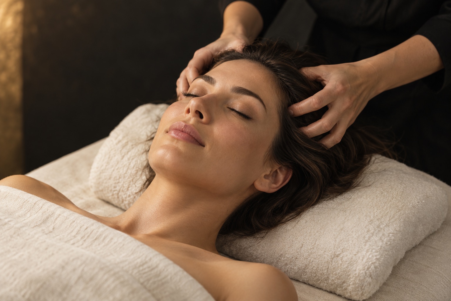 Modelage du cuir chevelu pendant un soin relaxant